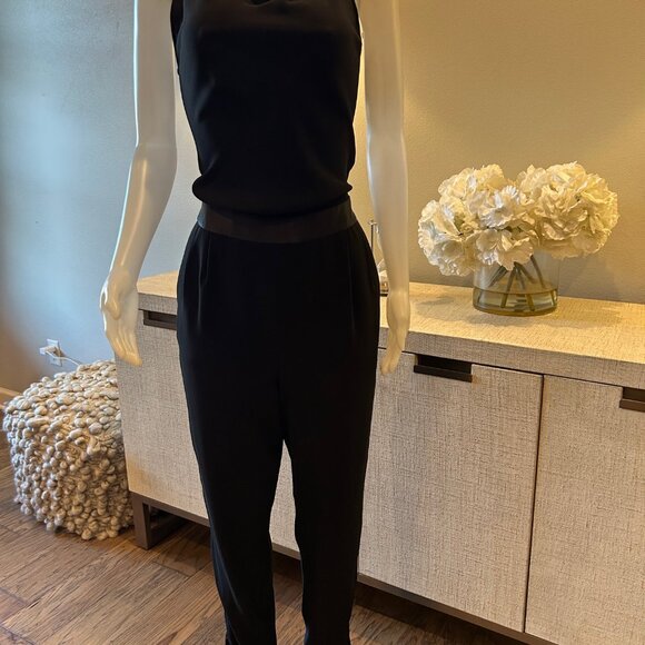 Halston Heritage Mock Cowl Neck Sleeveless Tapered Jumpsuit - Picture 3 of 8